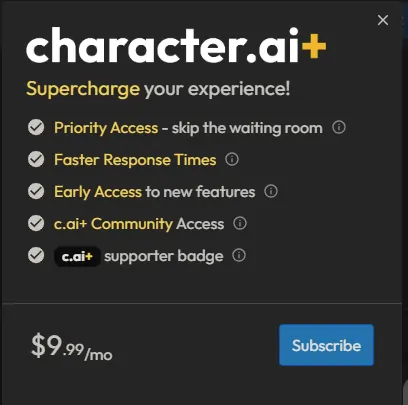 Character AI Pricing Plans
