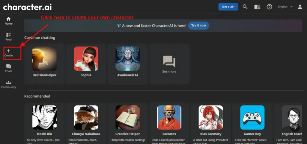 Create you own character on character ai