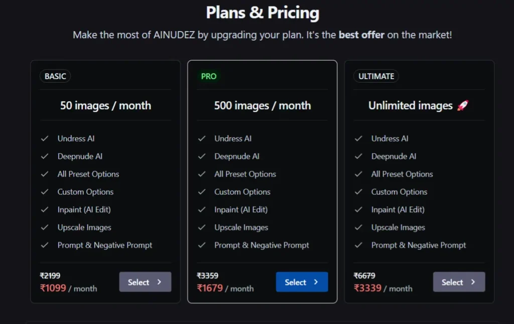 AI-Nudes Pricing Plan