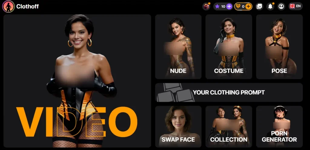 Clothoff image generation different kind of variety